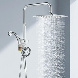 KAIYING Dual Shower Heads with Handheld Spray Combo, Magnetic Filtered Showerhead, Bathroom High Pressure Rainfall Shower Head and Handle Set with Filter for Hard Water, 79" Long Hose (Chrome)