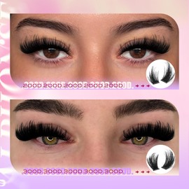 Lash Clusters Kit 200D+300D Mega Volume Cluster Eyelash Extensions 12-24mm Wispy Eyelash Clusters Fluffy Cluster Lashes DIY Lash Extension Kit with Bond and Seal at-Home Application by ALPHONSE