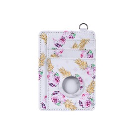 HIDAHE for AirTag Wallet Case, Cute Slim Minimalist Front Pocket Wallet Purse Compatible with AirTags, Credit Card Cash Holders with Built-in Case, Purple Pineapple