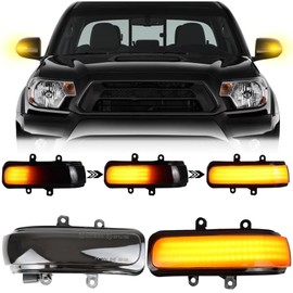 KEEGTBOX Smoke LED Side Mirror Marker Lights Compatible with 2012-2015 Toyota Tacoma, 2013-2020 Sienna, 2010-2013 4Runner, 2009-2012 RAV4 - Amber Dynamic Turn Signal Indicator Lamp Assembly (SMOKE)