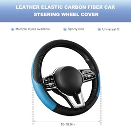 Funda para volante de coche, cubierta de volante de 38 cm de fibra de carbono de cuero antideslizante, cubierta protectora de volante elástica transpi