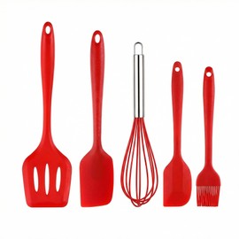 Elevate Your Baking Game with 5PC Mini Spatula Silicone - Includes Small Spatula Silicone & Small Brownie Spatula, Easy to Clean for Effortless Kitchen Use! (red)