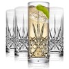 Godinger Tall Beverage Glasses Collins All Purpose Drinking Glasses- Dublin