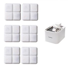 PAWGALAXY 6 Pack Replacement Filters for 135 oz/4 L Cat Water Fountain Cordless, 6 Months Set of Ultra Quiet Pet Dispenser Stainless Steel, White 6 Count