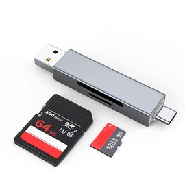 SD Card Reader, SD TF 2 in 1, Type-C/USB 2.0, Memory Card Reader, Multi-functional, 480 Mb/s High Speed Transfer, OTG Compatible, Small, Lightweight, Compatible with Android Smartphones, Tablets