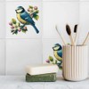 'Blue Tit On Apple Blossom' 108mm Square Ceramic Tile (TD00029486)