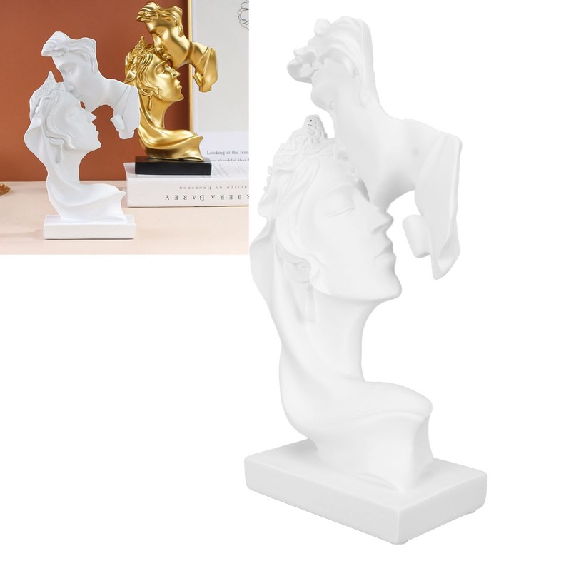 Kissing Lover Statues Resin Modern Romantic Ornament Figurine Couple Art