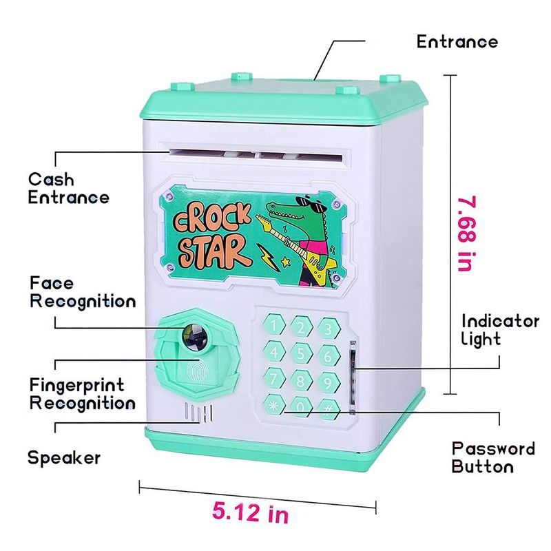 Electronic Piggy Bank for Kids Cash Money Saving Box Fingerprint