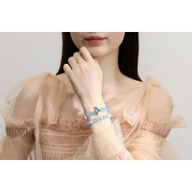 GUJOXILA Women's Healing Stone Bracelet, Gemstones Bracelets for Women, Splinter Bracelets, Elastic Bracelets, Lucky Charm, Gift for Women, Pack of 2