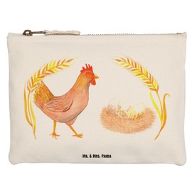 Mr. & Mrs. Panda M Makeup Bag Chicken Proud - Farm Animals, Birth, Eggs, Cosmetic Bag, Pencil Case, Farmer, Farmer, Saying, Cosmetic Bag, Pencil Case, Cockerel, White, M Schminktasche