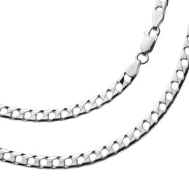 STERLL Men's Necklace Real Silver Curb Chain Without Pendant Eco Packaging Gifts for Men, Silver
