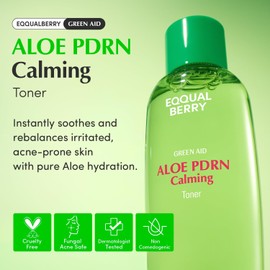 EQQUALBERRY Tónico calmante Aloe PDRN, para sensibilidad, alivio instantáneo y enfriamiento, no comedogénico y seguro para el acné, reparación de barrera de la piel K-Beauty (5.07 onzas líquidas