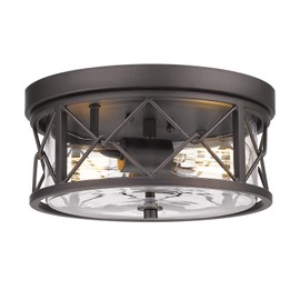 Zeyu 2-Light Flush Mount Ceiling Light, 12 Inch Kitchen Light Fixtures Ceiling with Clear Glass Cover, Oil Rubbed Bronze Finish, ZY25-F ORB