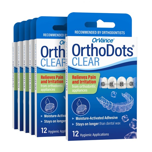 OrthoDots CLEAR – Moisture Activated Braces Wax Alternative for Pain Caused by Braces, Clear Aligner Trays, and Other Orthodontic Appliances. OrthoDots Stick Better and Stay on Longer than Dental Wax.