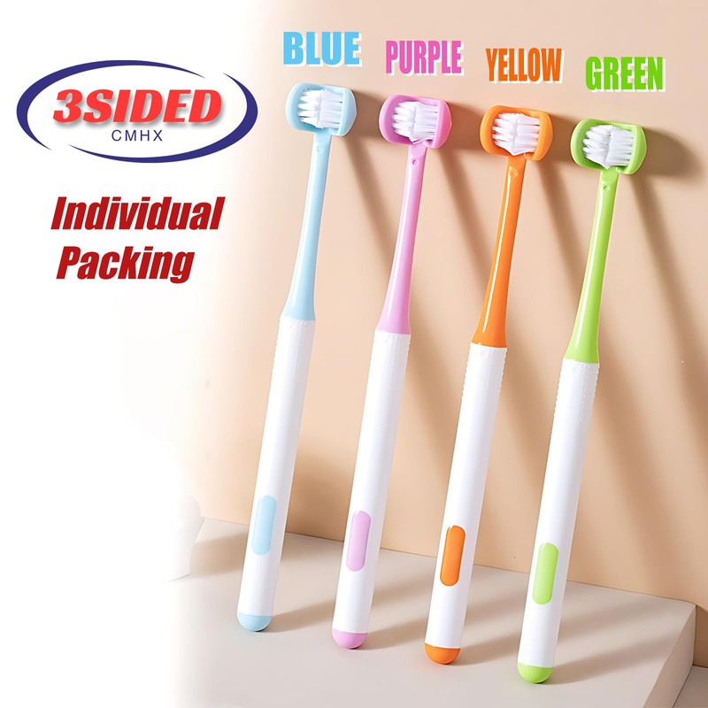 CMHX 3 Sided Autism Toothbrush Three Bristles for Special Needs