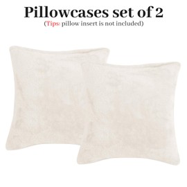 YIYEA Faux Fur Pillow Cases King Size Set of 2, Luxury Ultra Soft Fuzzy Pillowcases, Fluffy Plush Velvet Pillow Covers with Zipper, Cozy Warmth and No Shedding, 20 x 20, Ivory
