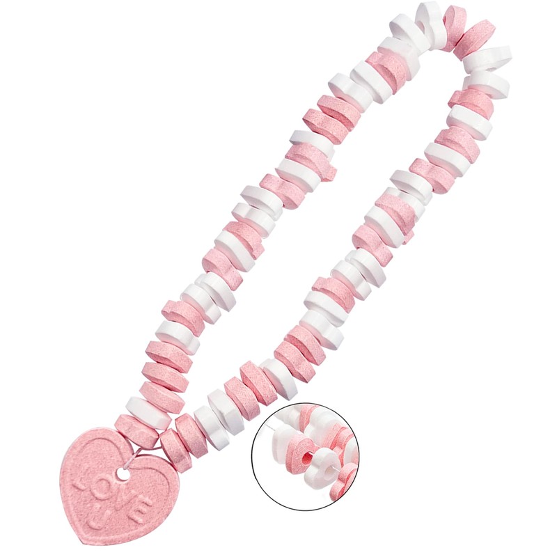 Fruidles Valentines Stretchable Heart Necklace Candy, 12-Pack, Multicolor Fruit-Flavored Chewables