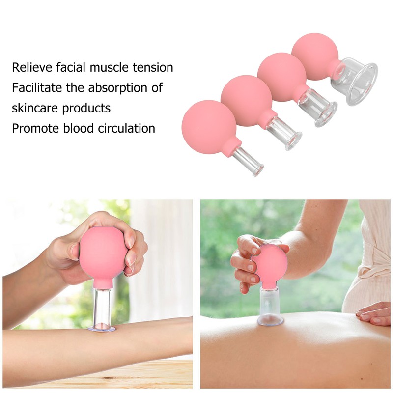 4pcs Glass Face Cupping Set Silicone Lymphatic Drainage Skin Lifting