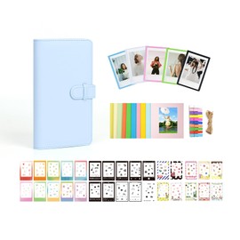 Aisnyho Instant Film Accessories Kit for Instax Mini LiPlay 12 11 9 8+ 8 evo 99 SE 40 90 70 50S 26 25 7S Camera,Include Album/Film Stickers/Magnetic Photo Frames/Hanging Frame (Pastel Blue)