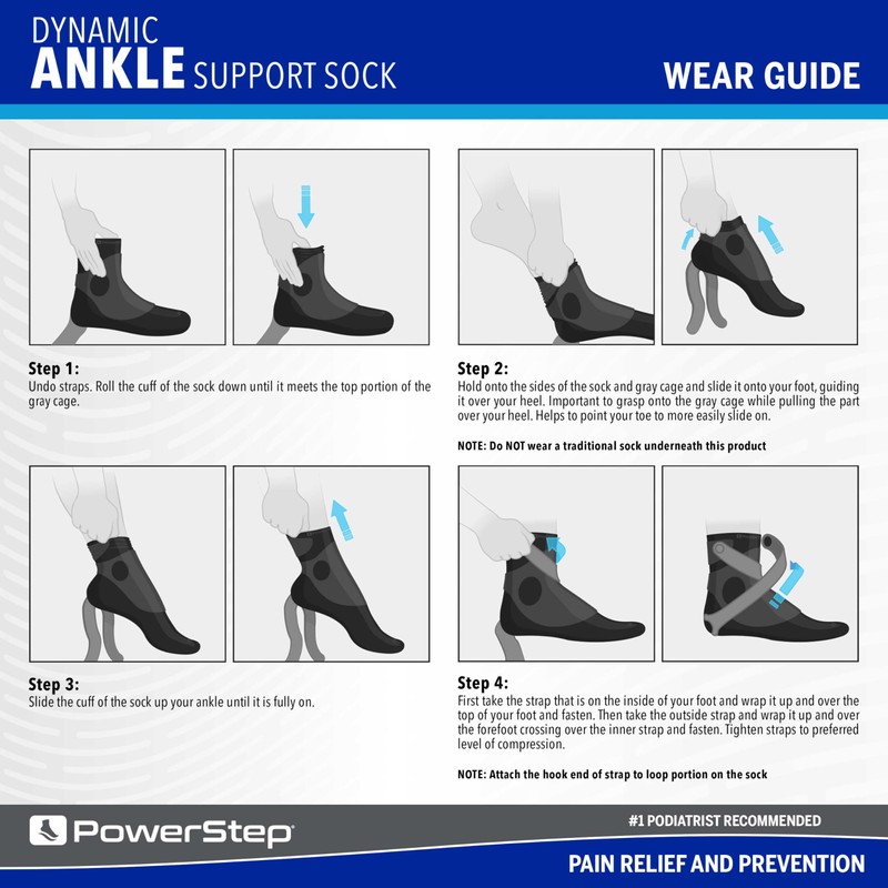 Powerstep Unisex's Dynamic Stability, Ankle Brace and Compression Sock, for