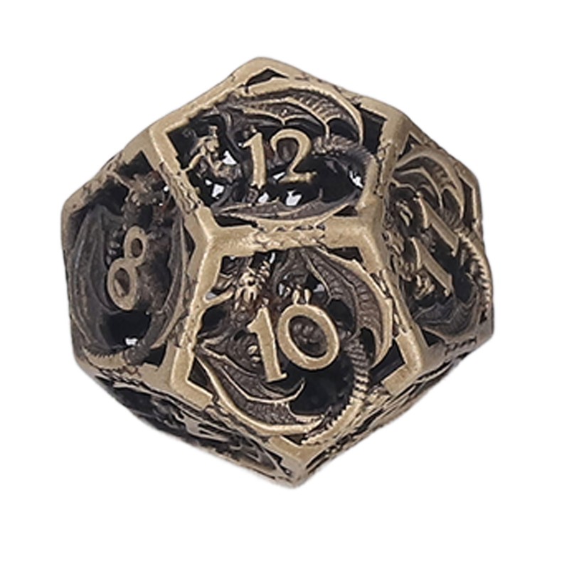 7pcs Copper Dice Set Polyhedral Hollow Clear Number Balancing Table