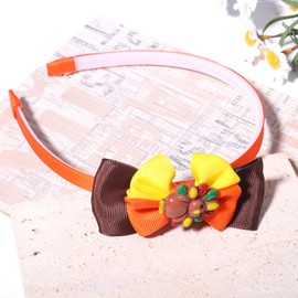 HIFANMM Turkey Headband Fall Thanksgiving Hair Accessories for Women Girls, Orange Hair Bands Autumn Decor Headdress Party Outfit Supplies Non Slip Head Band (1.Style, Normal)