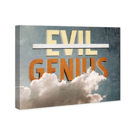 The Oliver Gal Artist Co. Typography and Quotes Wall Art Canvas Prints 'I Am A Genius' Home Décor, 24" x 20", Orange, Blue