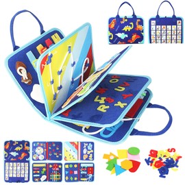 Whizturtle Toddler Busy Board Montessori Toys, Sensory 8 in 1 Preschool Activities Learning Fine Motor life Skills 36+months Christmas Gift Travel Airplane Car