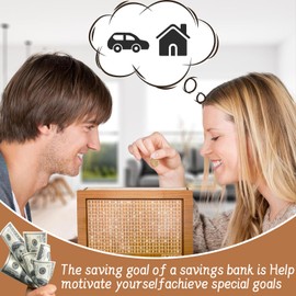 Lithyc Wooden Money Box Money Box with Counting Mechanism, Suitable for Adults and Children, Reusable Money Box with Savings Goals and Crossable Numbers