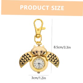Baluue 1Pc Adorable Cartoon Owl Pocket Watch Keychain Retro Design for Durable for Outfit Decoration Creative Present for Family Friends