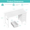 Lufeiya White Computer Desk with Fabric Drawers, 47 Inch Reversible