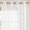Deconovo Transparent Curtains, Set of 2 Embroidered Curtains, linen, 180x140