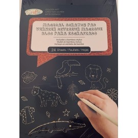 Magical Scratch Pad for Budding Artists | Glitter, Golden or Holographic Variations | Includes Bamboo Stylus | 24 Sheets | Usable on Both Sides | Unlimited Fun and Creativity (Golden Art)