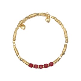 Lauren-Spencer Dainty 18K Gold Plated Beaded Bracelets for Women Stackable Crystal Gemstone Beaded Stretch Bracelets for Women Jewelry Gift (January-Created Garnet)
