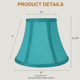 Urbanest Softback Bell Lampshade, Faux Silk, 5-inch by 9-inch by 7-inch, Teal, Spider-Fitter