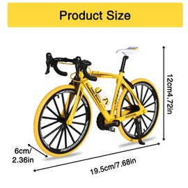 Cudeyrey Finger Bicycle Model, 1:8 Mountain Bike Model Toy, Mini Bicycle Model Toy, Miniature Finger Bike for Children's Toys, Micro Landscape Decoration and Gifts (Yellow)