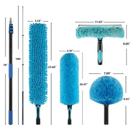 CXU 25 Feet Fan Cleaner High Ceiling 2 Cobweb Dusters with Extension Pole(18ft)