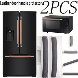 2PC Faux Leather Appliance Handle Covers for Kitchen Use – Thickened Covers for Refrigerator and Dishwasher Handles