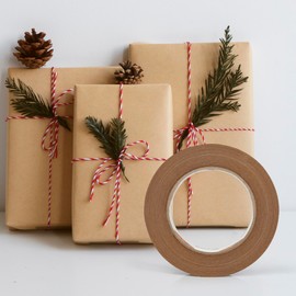 TAPEBEAR Environmentally Friendly Kraft Paper Tape (24 mm x 50 m, 6 Rolls), Recyclable, Writeable Packaging Tape for Shipping, Masking & Packaging, Unpainted Surface