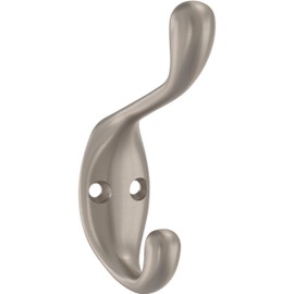 Franklin Brass Heavy Duty (10-Pack) Coat and Hat Wall Hooks Double Hooks for Hanging Nickel Wall Mount Hanger Backpack, Purse, Bag, Towel Organization Decorative Wall Hooks B34864K-NIC-C