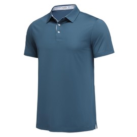 PINSPARK Mens Polo Shirts Short Sleeve Moisture Wicking Quick Dry Performance Casual Collared Polo Golf Shirts for Men, Blue, X-Large