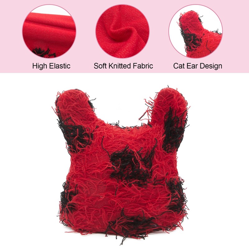 YAMEIZE Y2K Style Cat Ear Beanie - Hats for Women