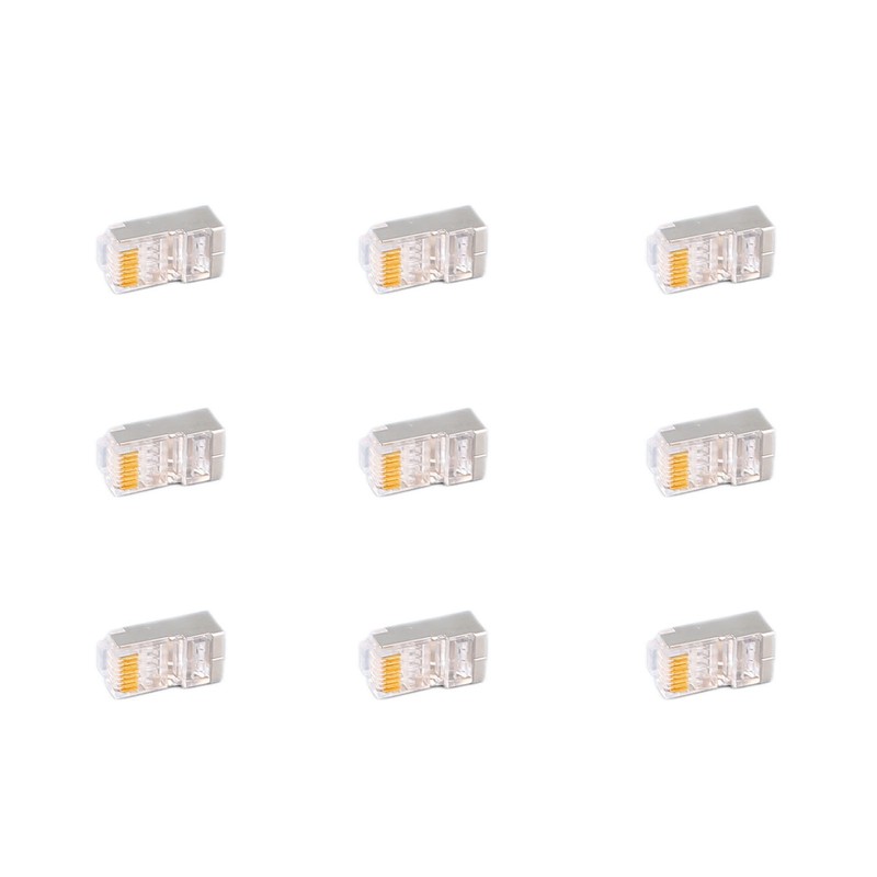 100Pcs CAT6 RJ45 Metal Shielded Connector Safe Reliable Net Shielded