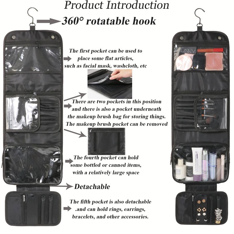 Toiletry Bags, Dark Black, Travel & Storage