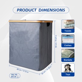 Nativ Tales Slim Laundry Hamper with Lid, 21 Gal/79 L, Dirty Clothes Hamper with Sturdy Handles, Collapsible Bathroom Laundry Baskets for Blankets