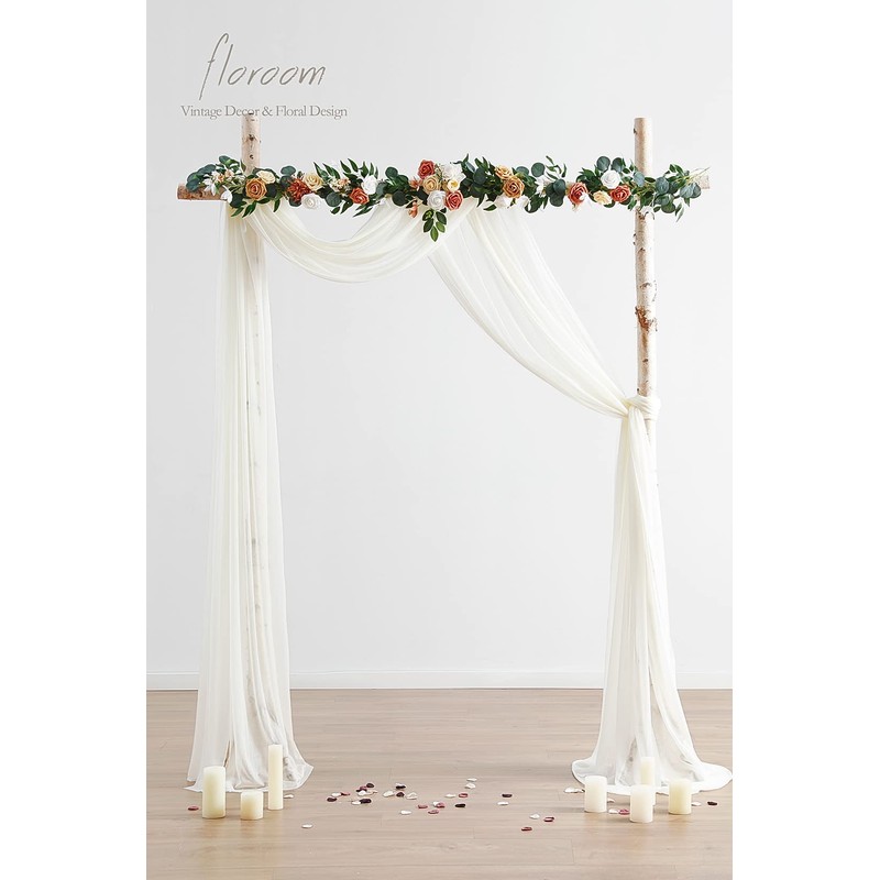Floroom Wedding Arch Draping Fabric 2 Panels 20Ft Ivory Chiffon