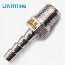 LTWFITTING Stainless Steel 316 Barbed Fitting Connector 1/8" Male BSPT x 3/16"(5mm) Hose Barb Fuel Gas Water (Pack of 5)