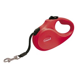 ICA Hundeleine, einziehbar, bis 12 kg, Länge 3 m, ergonomischer und sicherer Griff (Rot, XS)