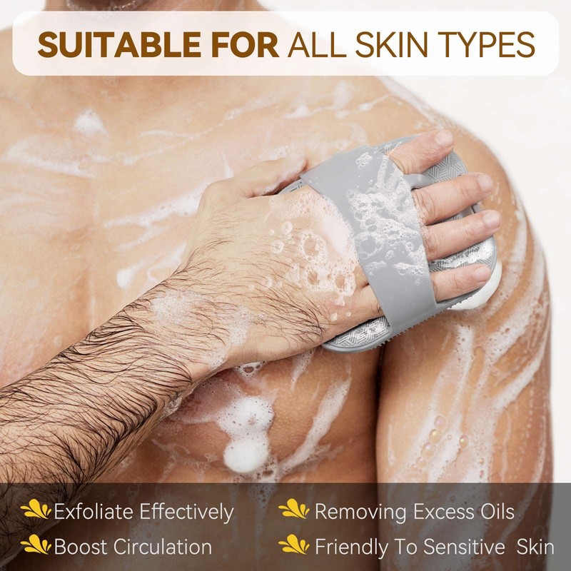 Silicone Body Scrubber in Shower for Men - with Enhanced