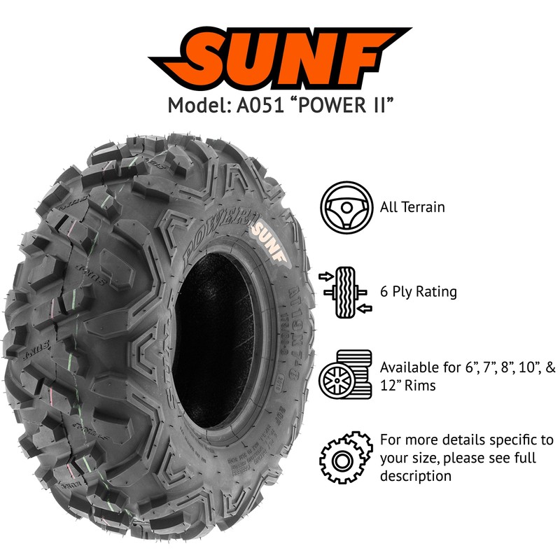 SunF 19x7-8 ATV UTV 19x7x8 All Terrain Tires 6 PR